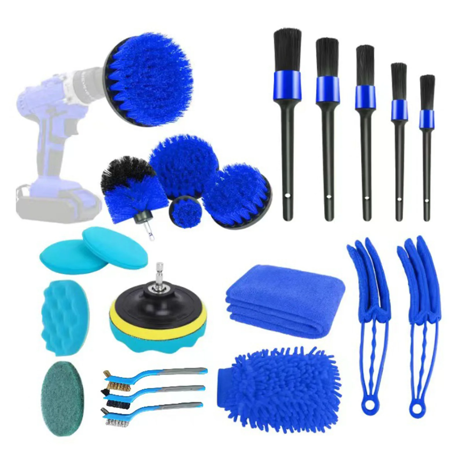 

Auto Detailing Brushes Set 22pcs Car Cleaning Brush Detailing Brush Set Car Detailing Cleaning Brush Set Drill Brush Set Car