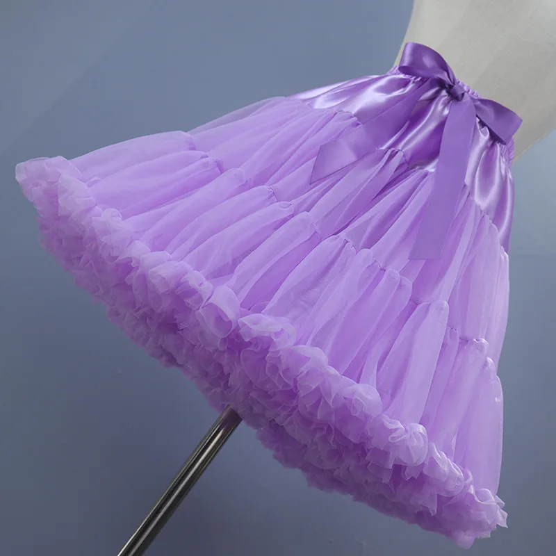 

Юбка-подъюбник Crinoline, Мягкая сетчатая пушистая юбка принцессы для взрослых, фиолетовая, без косточек, для косплея, для невесты