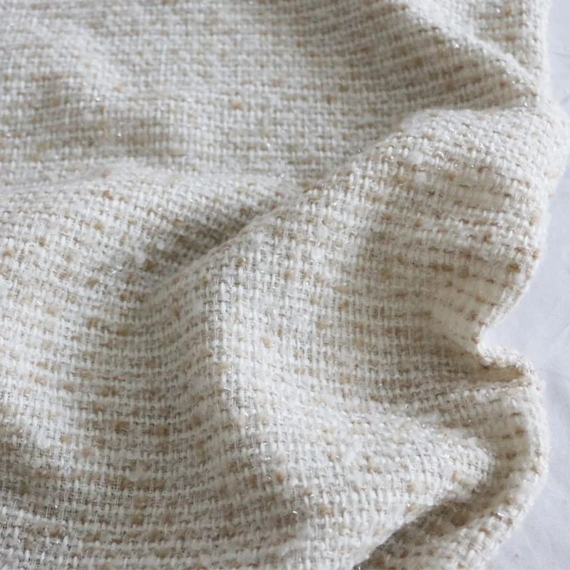 

INS Korean Style Beautiful Milk Series White Beige Woolen Woolen Woven Sense Clothing Fabrics Cloth DIY