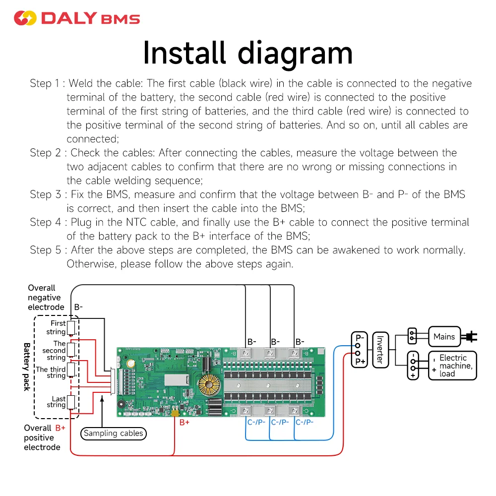 DALYBMS Lifepo4 24V 48V Smart BMS 100A 200A для домашнего хранилища энергии LiFepo4 12V 150A запуска