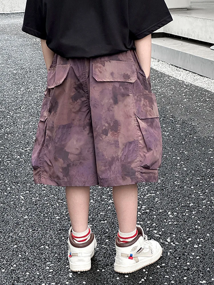 Huzhou тканая детская одежда камуфляжные шорты с галстуком для мальчиков детские