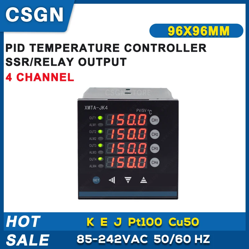 

XMTA-JK4/408/418G 4-канальный ПИД-регулятор температуры 220V 96MM SSR релейный выход ПИД-регулятор
