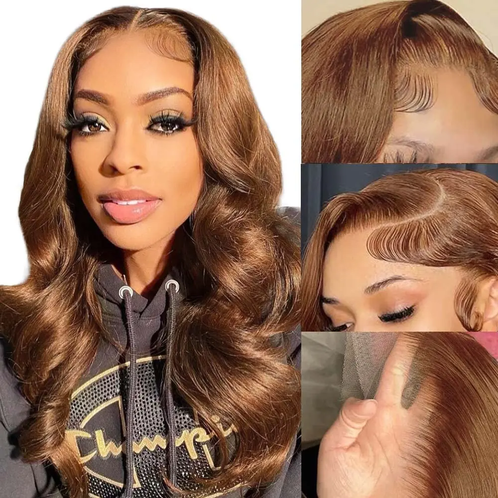 Парик Кашмира Коричневого И Каштанового Цвета С Фронтальной Сеткой 13x4 Hd