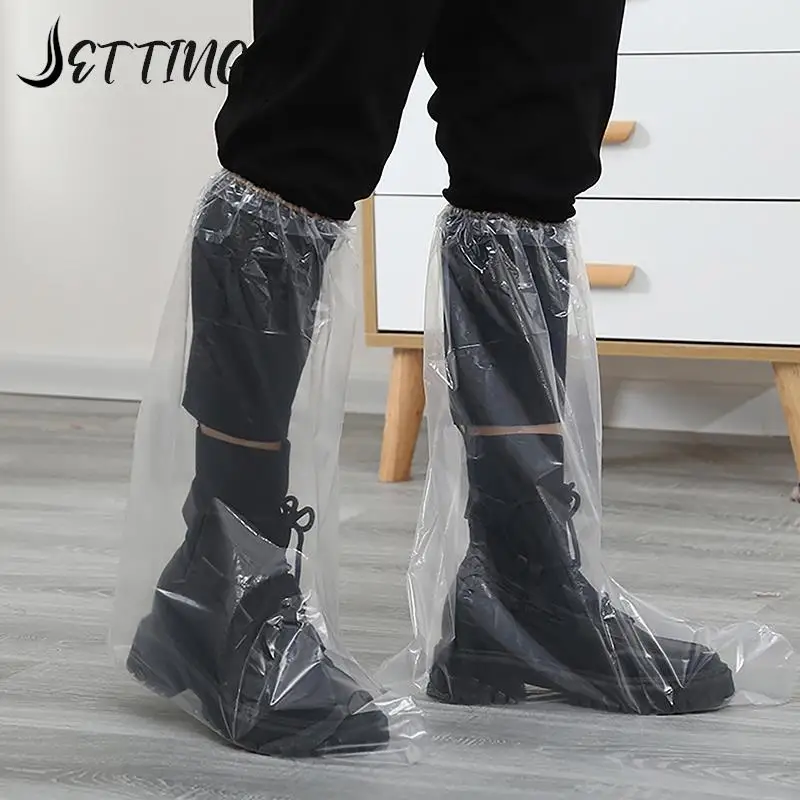 

10Pcs Waterproof Thick Plastic Shoes Cover Disposable Shoe Dust Covers Outdoor Rain Shoe Covers High-Top Boot Cover