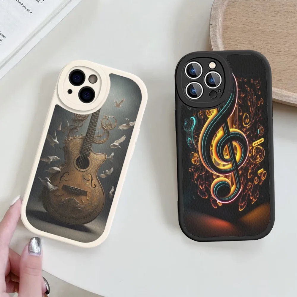 

Music Score Musical Violin Guitar Phone Case Hard Leather For iPhone 14 13 12 Mini 11 14 Pro Max Xs X Xr 7 8 Plus Fundas