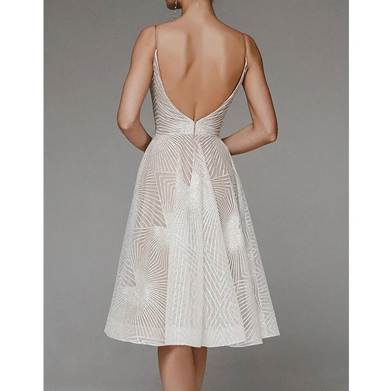 

Spring Summer Sexy Backless Deep V Neck Geometric Print Zipper Backless Optional Slip Medium Long Dress Women Evening Dresses