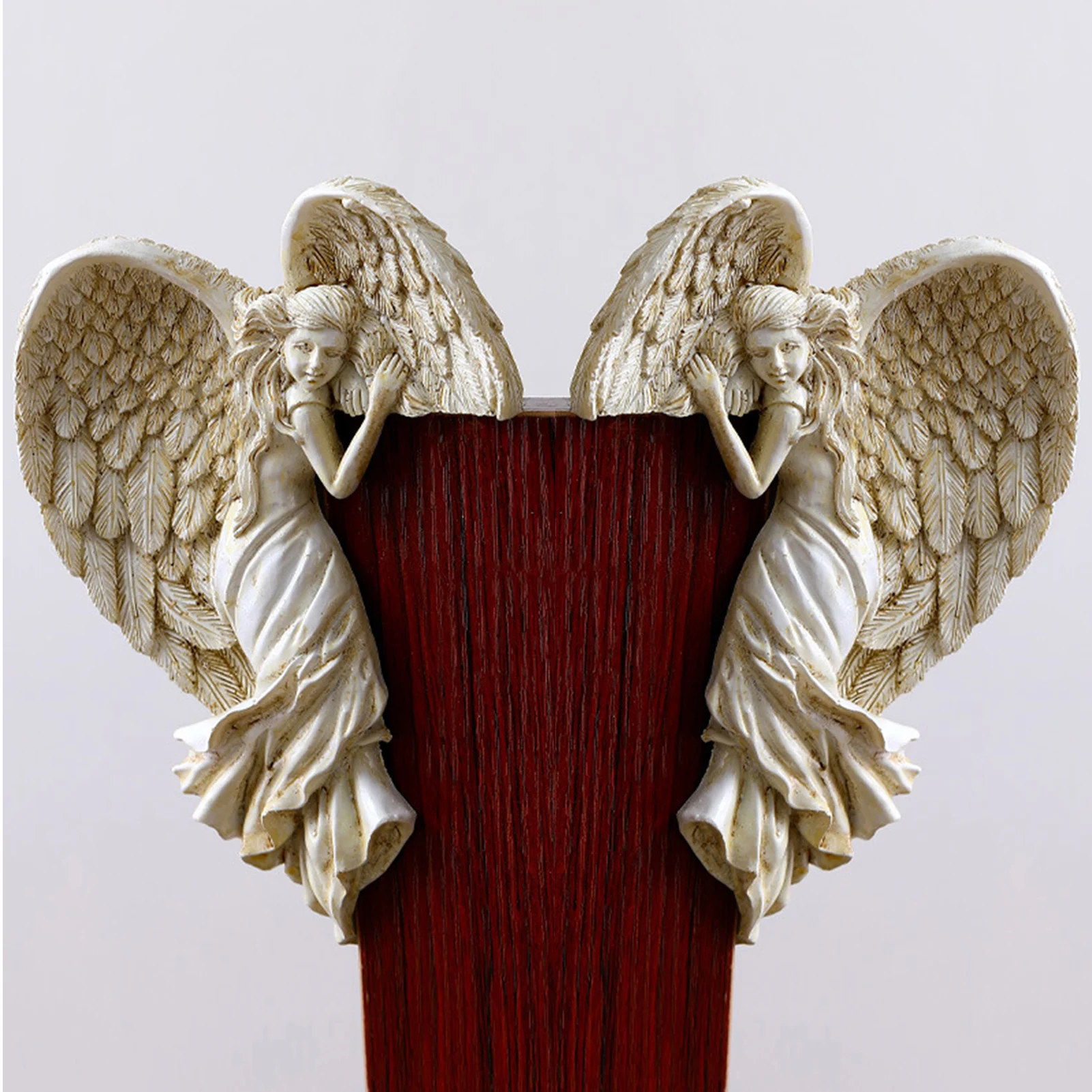 

Door Frame Angel Wing Sculpture Simple Angel Ornament With Heart-shaped Wings Retro Resin Crafts For Home Living Room Bedroom