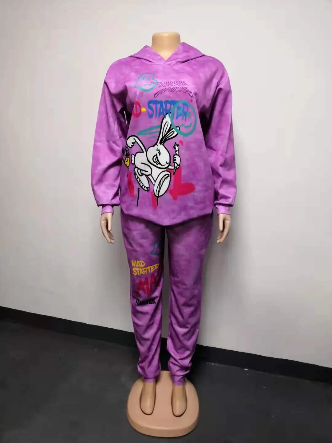 

Plus Size Clothing 2 Piece Set Women Sweatsuit Long Sleeve Top Set Sweatpants Tracksuit Tie Dye Outfits Wholesale Dropshipping