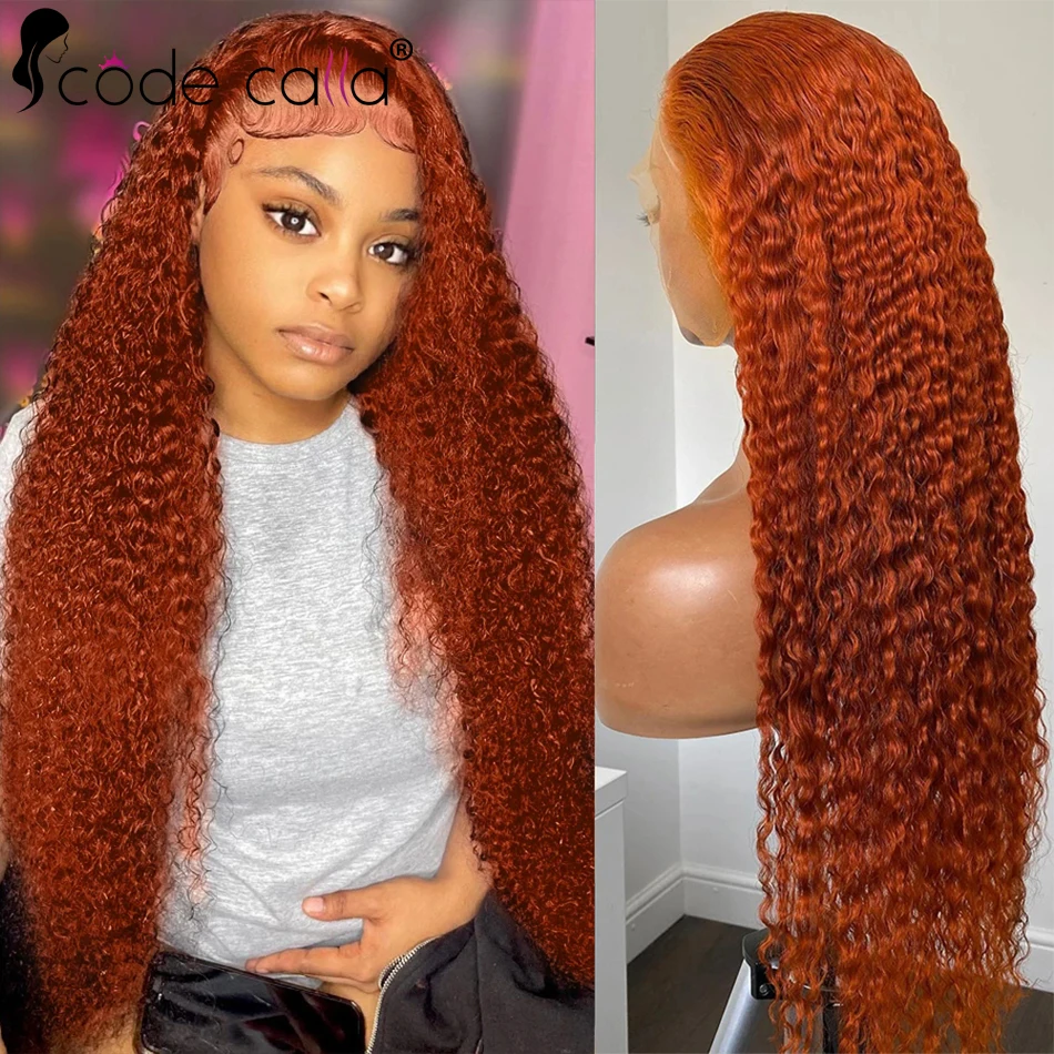 Brazilian Clearance Sale Ginger Orange Curly  13×4 & 4×4 Lace Front Wig Curly Transparent Lace Frontal Human Hair Wigs For Women