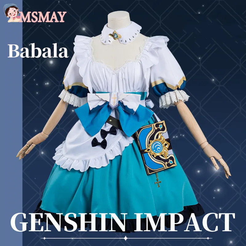 

MsMay Game Genshin Impact Barbara Cosplay Costume Noelle Cosplay Coffee Shop Maid Dress Halloween Outfit Woman Uniform