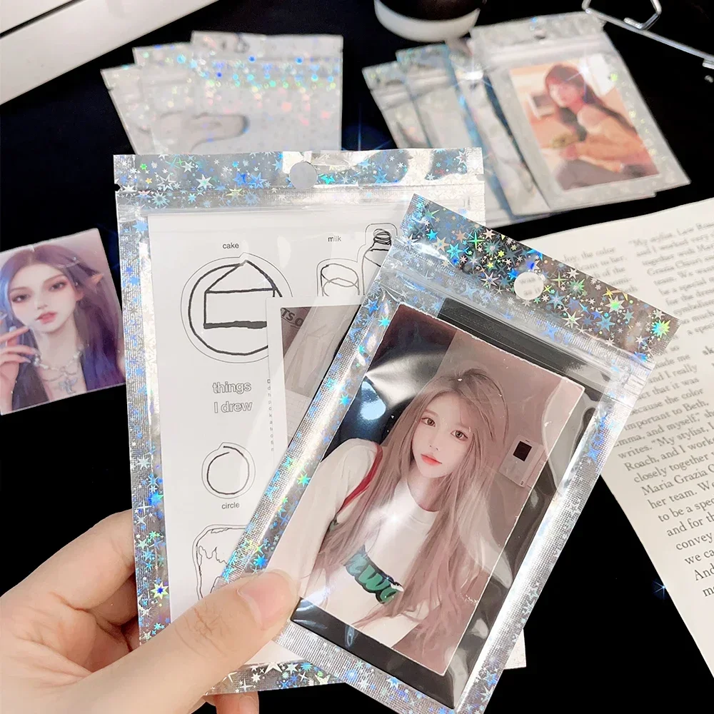 10-50 шт. блестящая Звезда Kpop держатель для фотокарт сумка на молнии блестящий