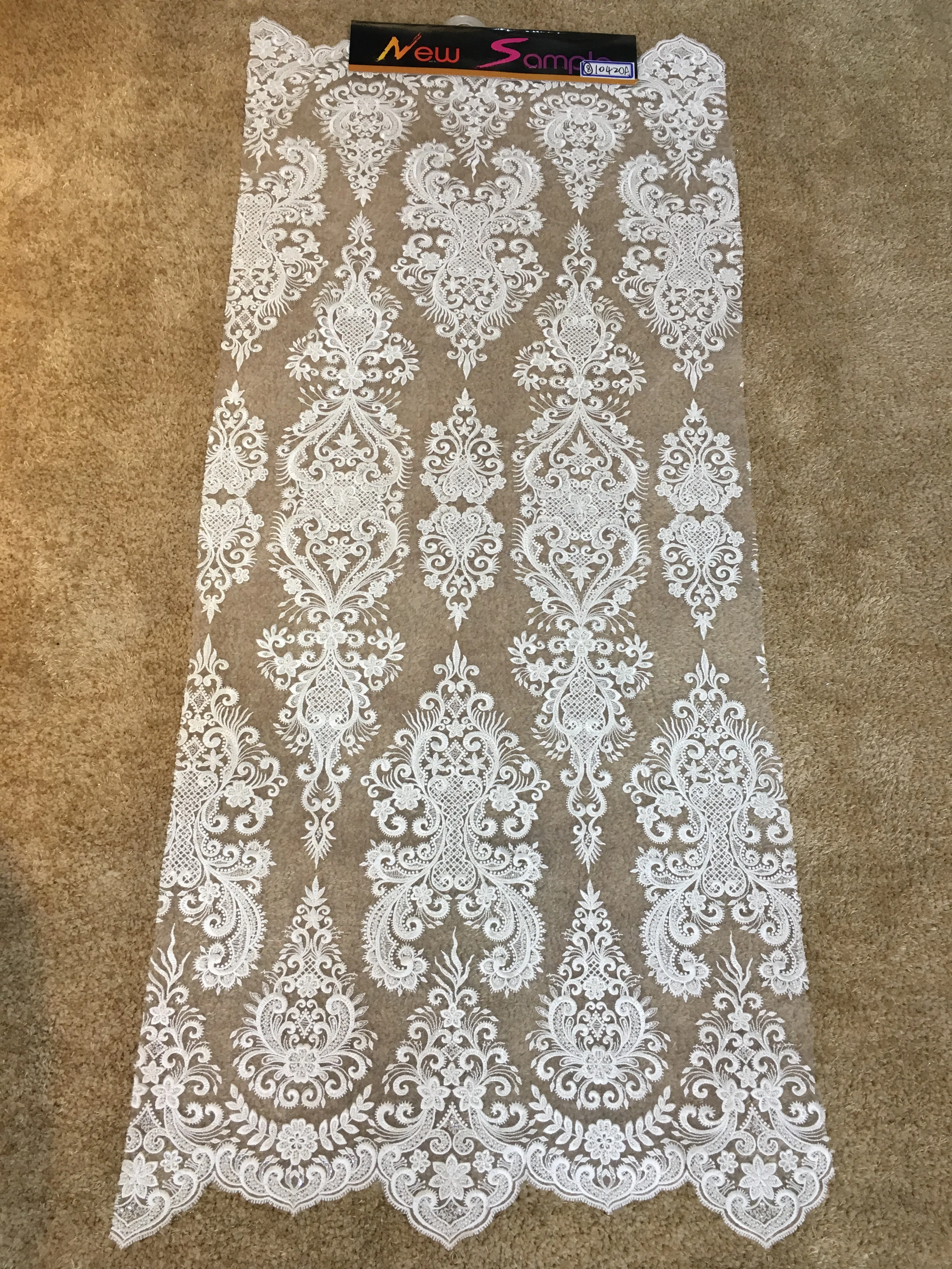 Качественная черная Свадебная кружевная ткань с бисером 10420A |