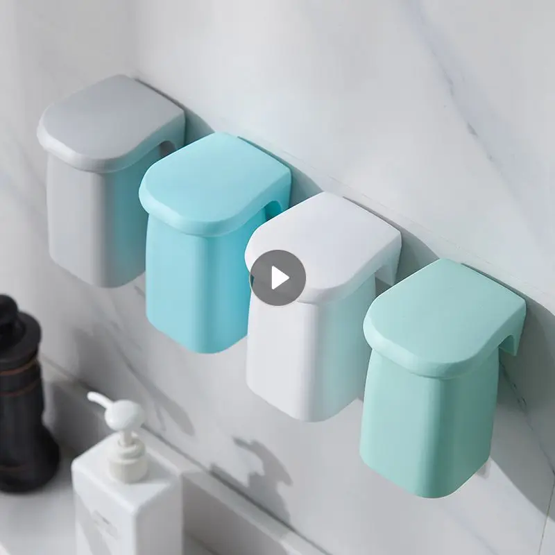 

Cup Holder Magnetic Suction Mouthwash Cup Wall-mounted Toothbrush Rack Brushing Cup Wash Cup Bathroom Couple Cylinder Cup Set