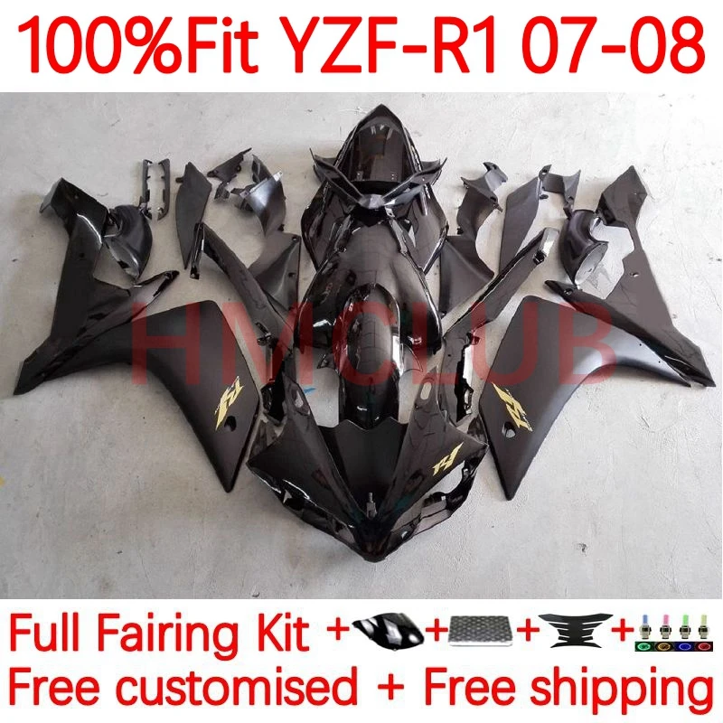 

OEM Корпус для YAMAHA YZF-1000 YZF R1 1000 C YZF1000 YZFR1 2007 2008 R 1 1000CC 07 08 Инжекционный обтекатель матовый черный 4No.2