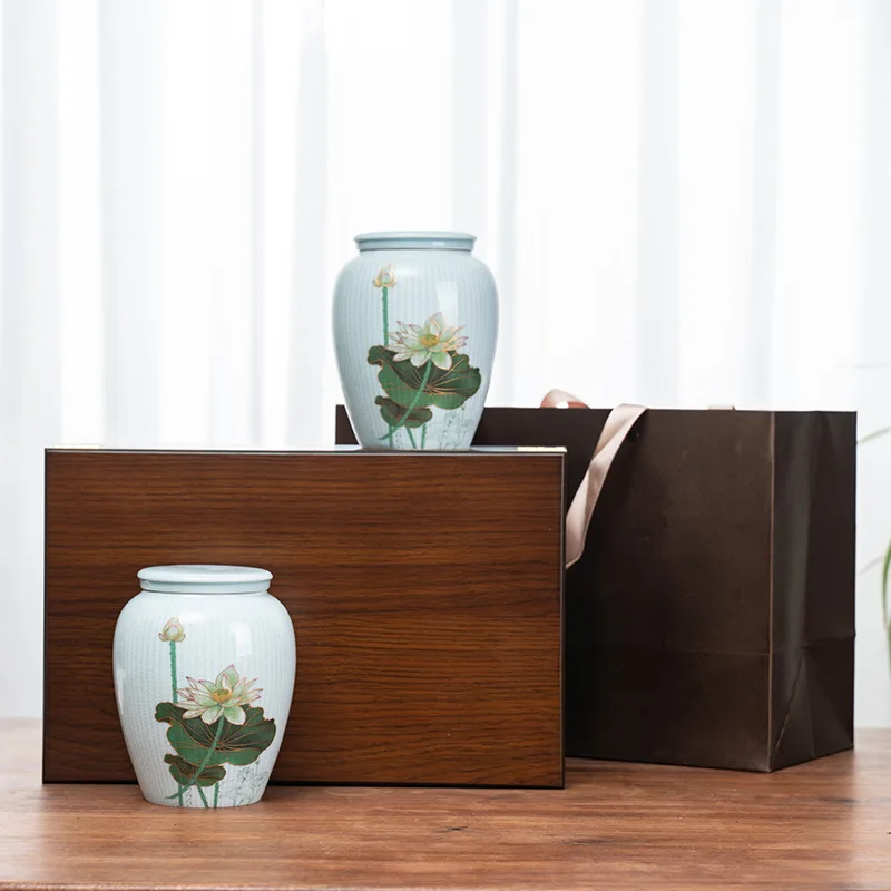

Tea Tin Household Ceramic Box Tea House With Hermetic Pots Teabox Jar Organizer Storage Container Pot Canister Caddy Lid Tins