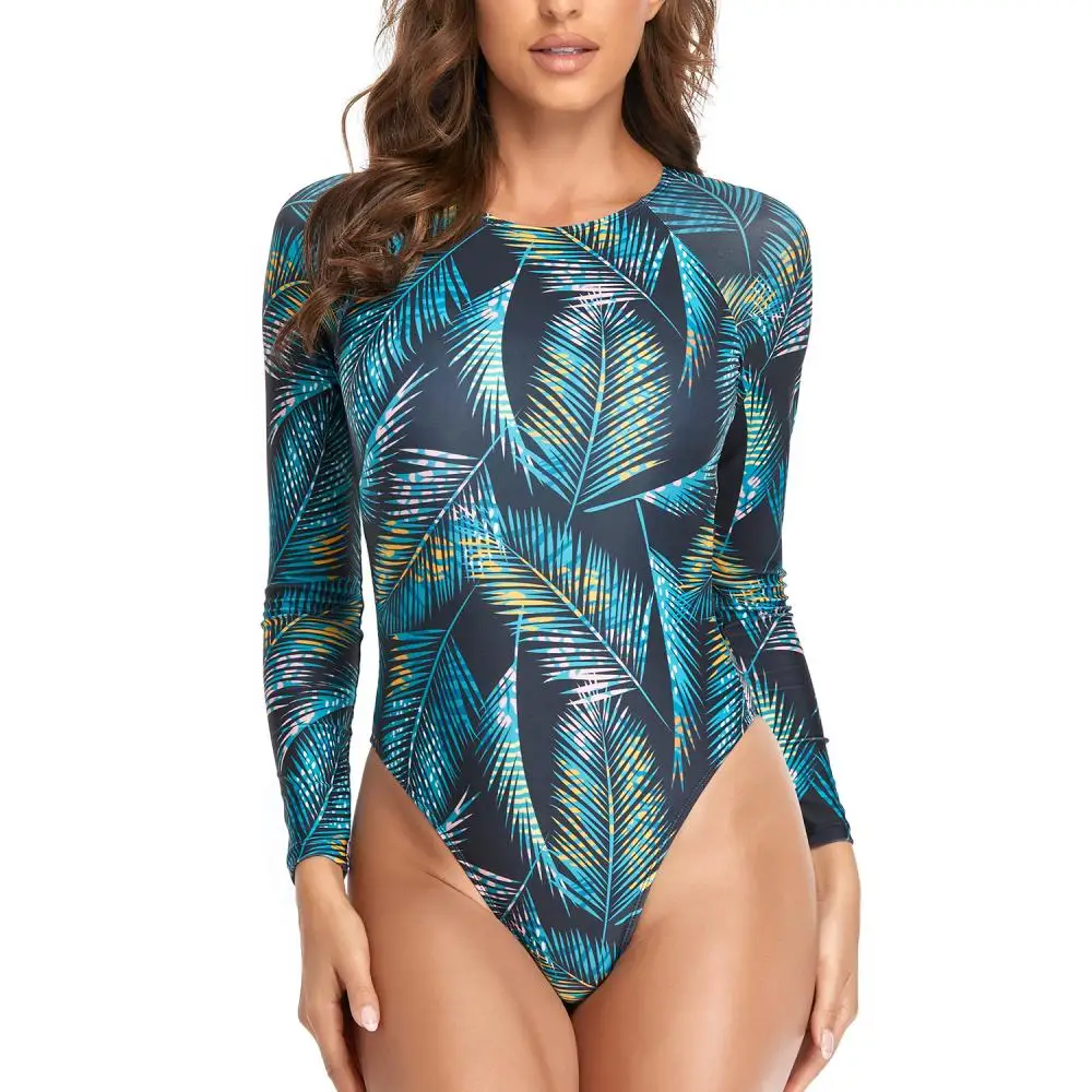 

Summer One-Piece Bikini Women's Surf Suit Leaf Printed Bikini Beach Swimsuit