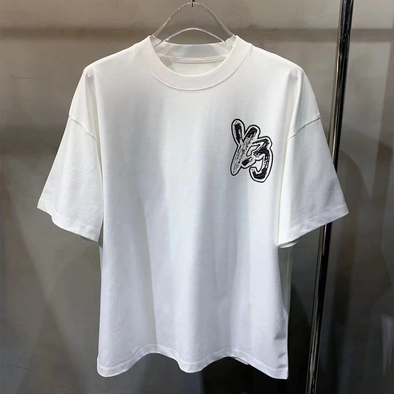 

Y3 Yohji Yamamoto Summer New Signature Make Old Printing Men And Women Round Neck Casual Versatile T-shirt