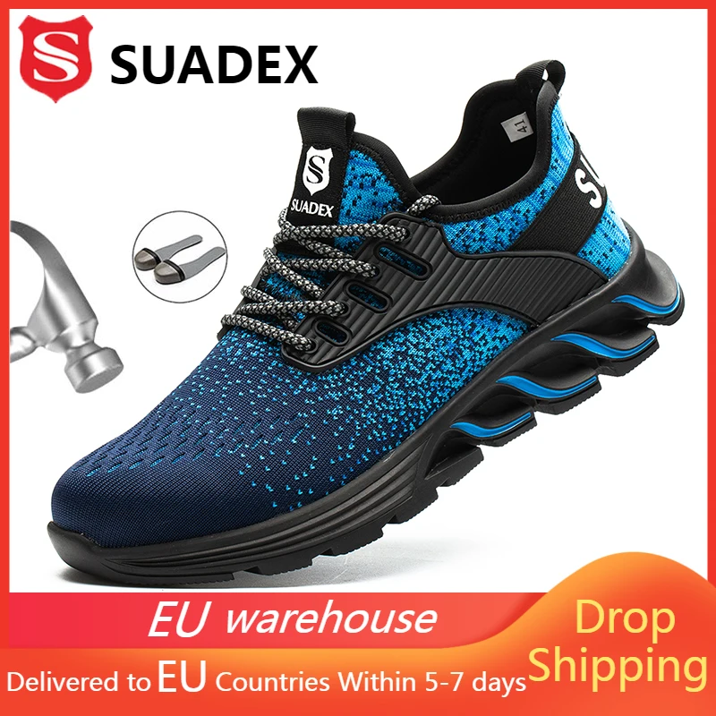 

SUADEX Safety Shoes Steel Toe Shoes For Men Smash-Resistant Stab-Resistant Work Sneakers Women Breathable Work Security Footwear