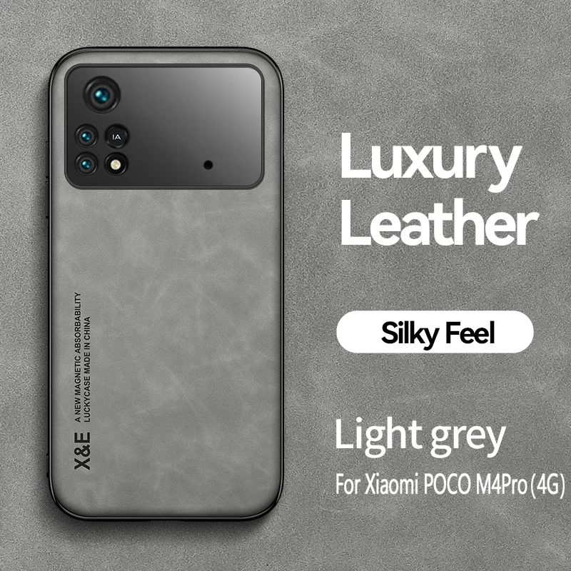 

Кожаный Автомобильный Магнитный чехол для Pocco M 4 Pro, мягкая рамка для Xiaomi Poco M4 Pro 4G Poko Little M4Pro, задняя крышка
