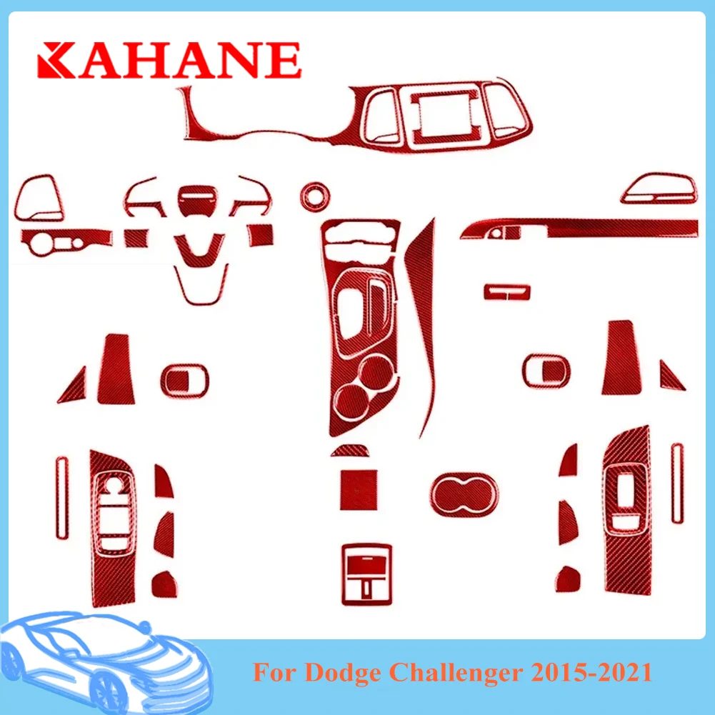 

Red Stickers Carbon Fiber For Dodge Challenger 2015 - 2021 Car Interior Decorative Accessories Various Parts Cover Trim