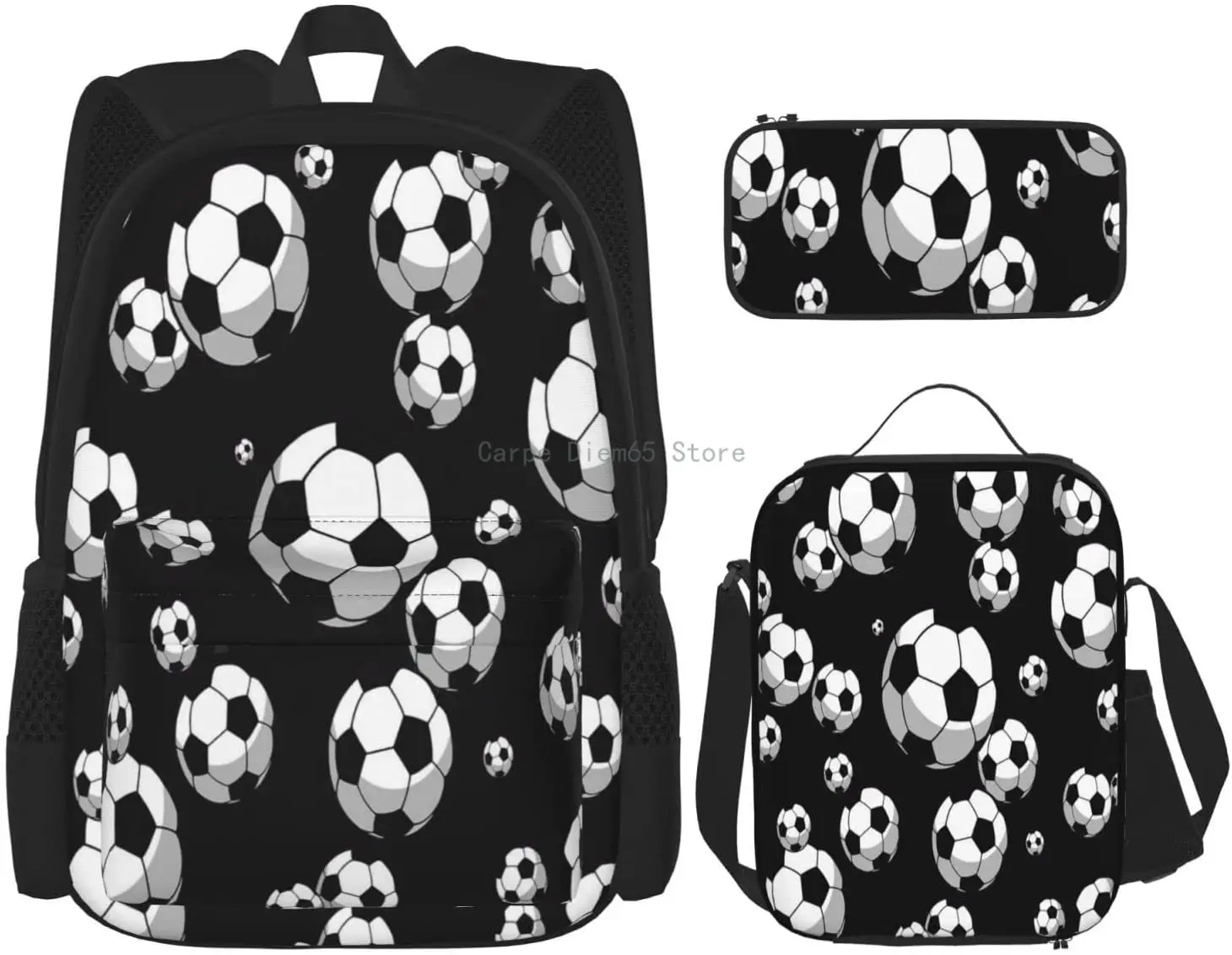 "Набор из 3 предметов для мальчиков и девочек, детский школьный рюкзак с футбольным мячом, дорожная сумка, повседневный ранец, сумка для обеда..."