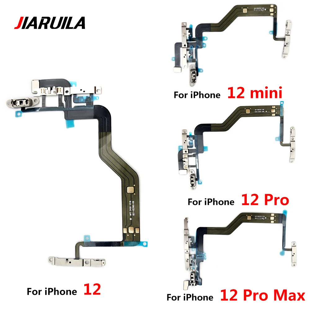 

10 PCS Mute & Volume Power Buttons key Switch Flex Cable For iPhone 11 12 Pro Max 12 Mini Power Flex Repair Parts