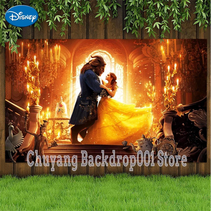 

Disney Cartoon Retro Castles Beauty And The Beast Scenic Backdrop Photography Girl Princess Birthday Poster Decor Background