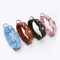 airtag dog collar premium vegan leather heavy duty adjustable pet padded leash for small medium large dogs pet anti lost device