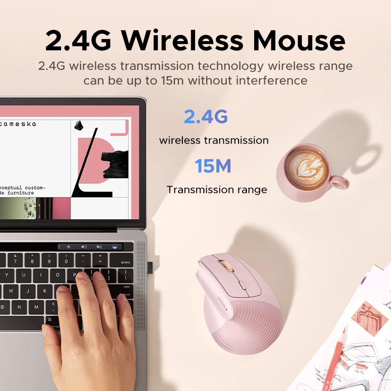 UGREEN 2,4G Вертикальная беспроводная мышь Аксессуары для ноутбуков Эргономичная мышь с регулируемой чувствительностью и тихими кнопками (art.: 3920ccbe8ef19) - 3920ccbe8ef19