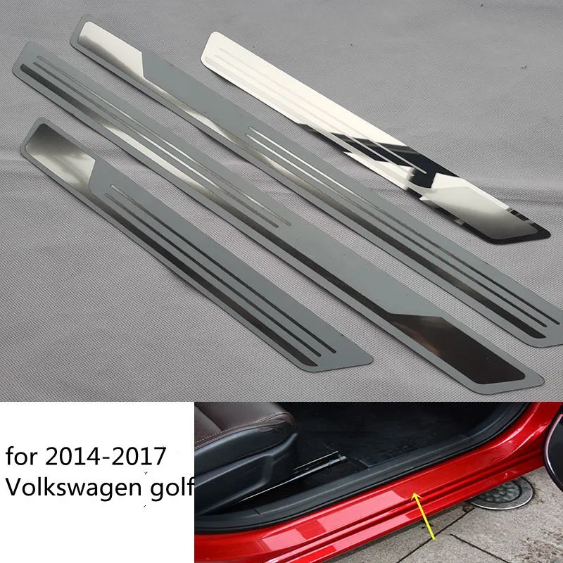 

Накладка на порог двери для Volkswagen Golf 7/6 MK7 MK6 2010-2018, наклейки на порог из нержавеющей стали, автомобильные аксессуары gf1