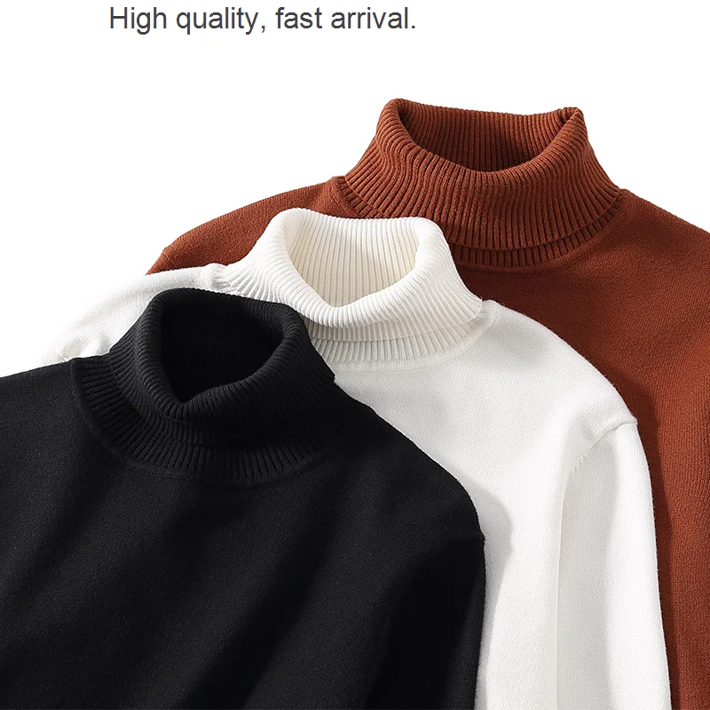 

Sweater Men's Turtleneck Fleece-Lined Winter New Men's Inner Thickened Semi-Knitted Bottoming Shirt Woolen Clothes Cashmere-Free