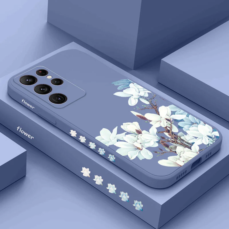 

Magnolia Flower Phone Case For Samsung Galaxy S22 S21 S20 Ultra Plus FE S10 S9 S10E Note 20 ultra 10 9 Plus Cover