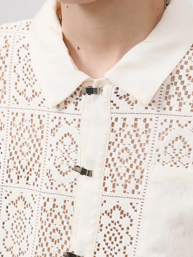 Рубашка SYUHGFA мужская с отложным воротником блуза длинными рукавами вырезами на