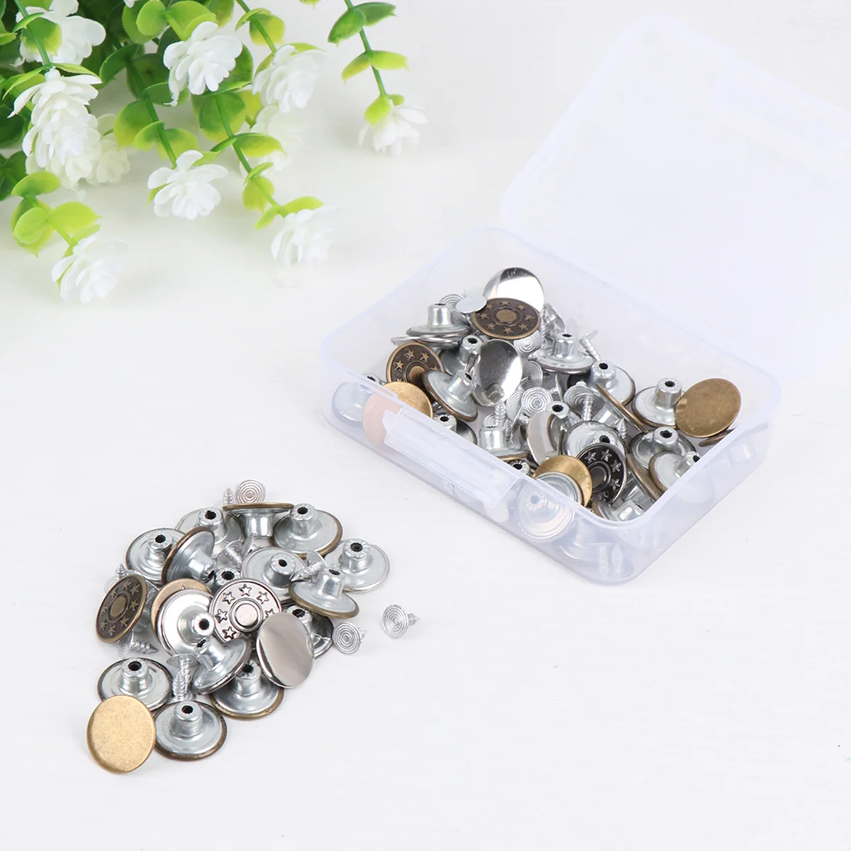 

50 Sets Pants Extender Button Rivets Coat M Jeans Buttons Snap Iron Replacement