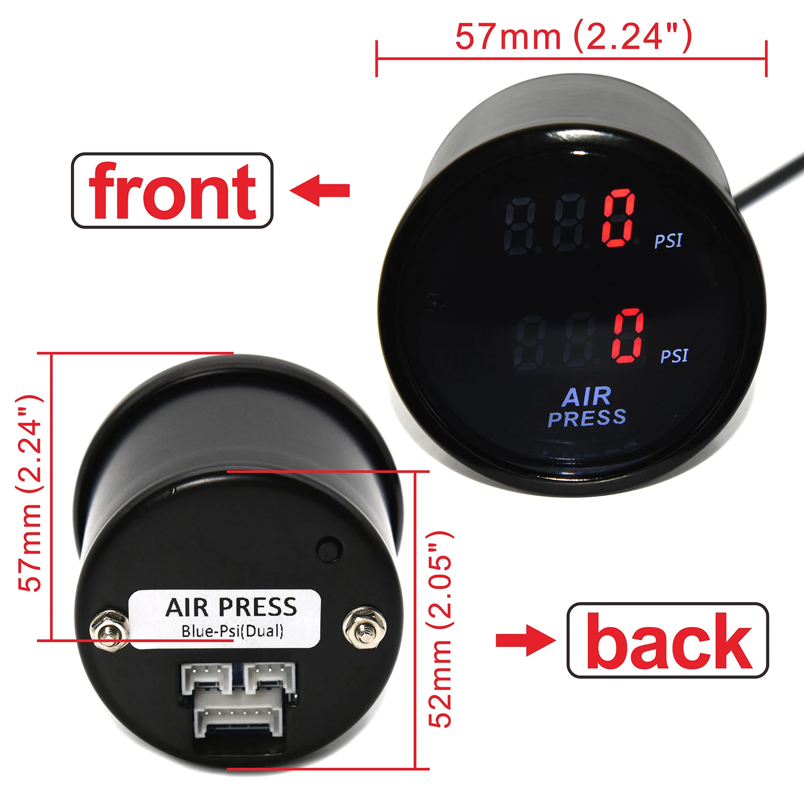 AD 2-дюймовый 52 мм PSI манометр с пневматической подвеской цифровой светодиодный
