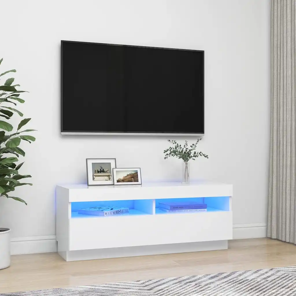 

TV Cabinets with LED Lights , Chipboard TV Stand, TV Table, TV Units for Living Room White 100x35x40 cm