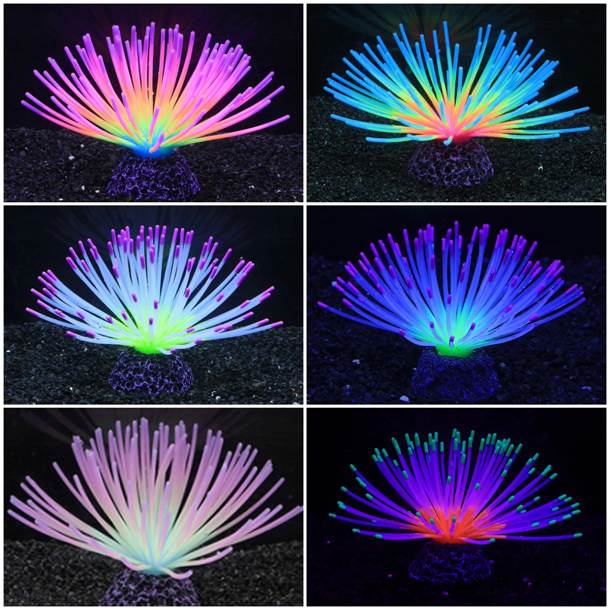 Fake Water Grass Aquarium Fish Tank Landscaping Decoration Silicone Simulation Rainbow Sea Urchin for Home Aquarium Decor