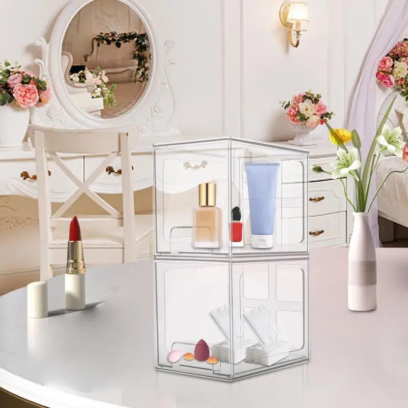 

Makeup Organizer Cosmetic Desktop Vanity Makeup Box Large Capacity Transparent Storage For Bedroom Kitchen Living Room Bathrooom