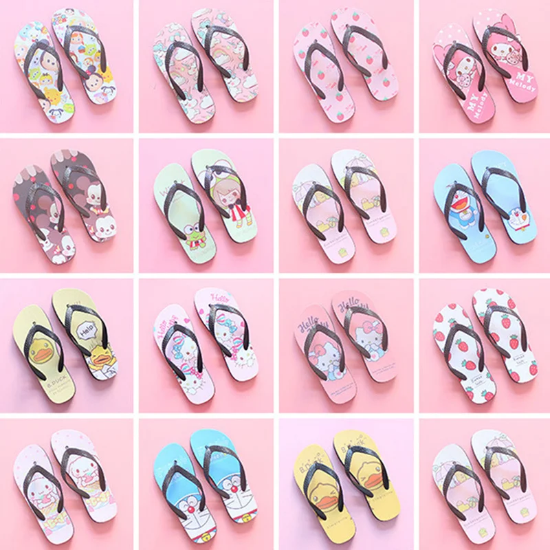 

Cartoon Hello Kitty Flip Flops Beach Sandal(S) Sanrio Kawaii Non-Slip Does Not Grind Feet Comfortable Leisure Couple Sandals