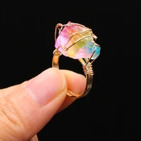 adjustable ring natural colorful crystal weave ring winding charms for elegant women love romantic birthday gift