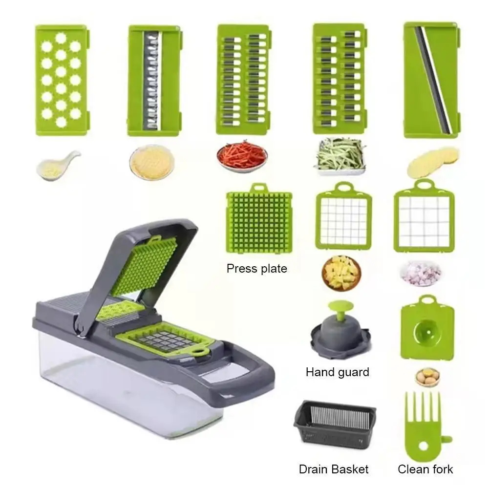 

11 In 1 Vegetable Chopper Fruit Slicer Mandoline Slicer Drain Cutter Chopper Dicer Potato Cutter With Onion Vegetable Baske Z6g8