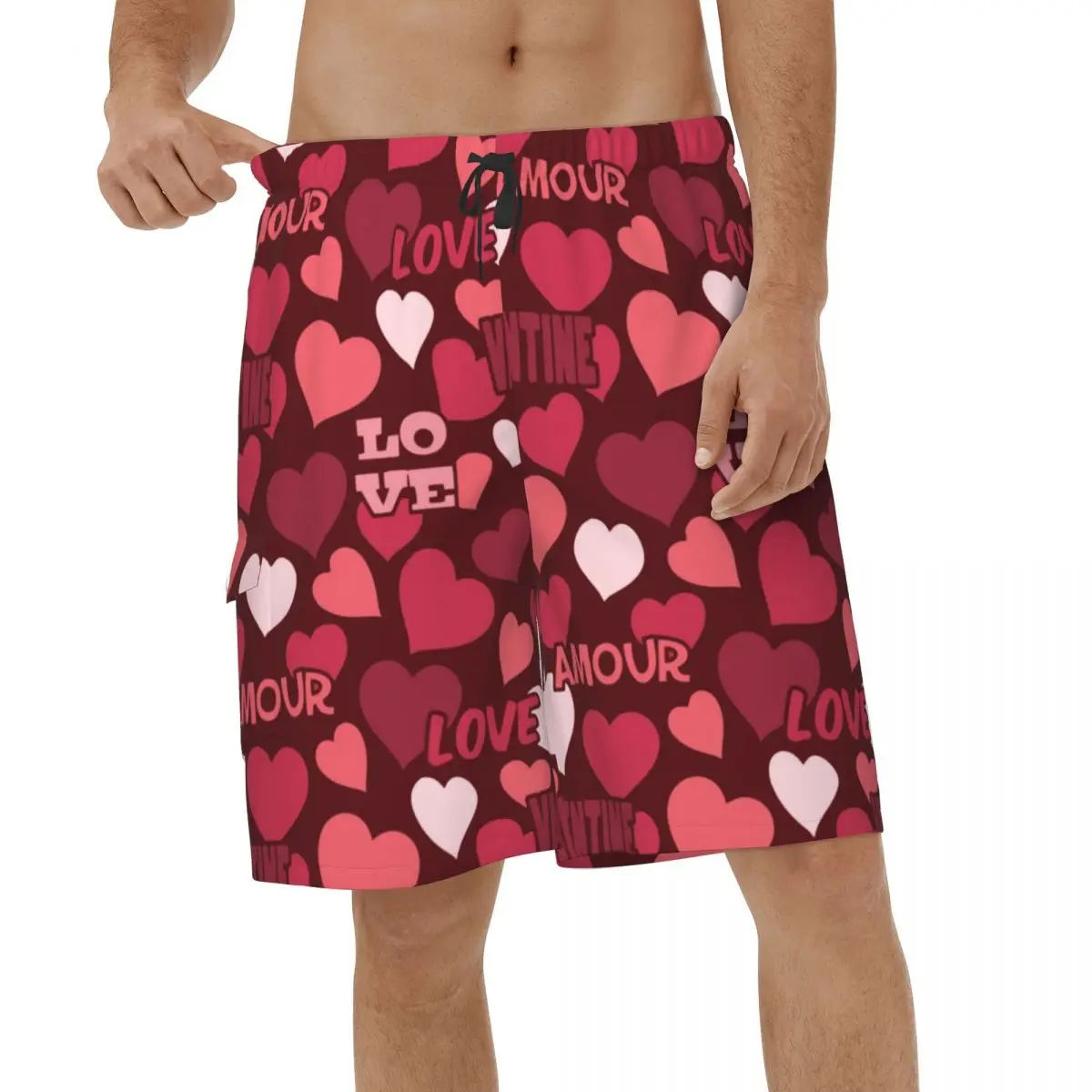 

Casual Shorts Valentines Day Heart Summer Mens Swim Trunks Men Beach Shorts