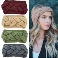 new red woolen cross cross top knot elastic hair bands for women soft solid color turban headbands women girls hair accessories