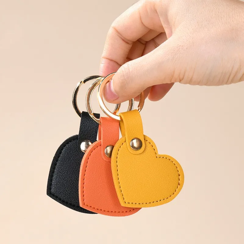 

Cute 9-color Heart-shaped Key Chains Candy Color PU Leather Bag Decorative Pendant Fashion Blank Lovers Car Keychain Accessories