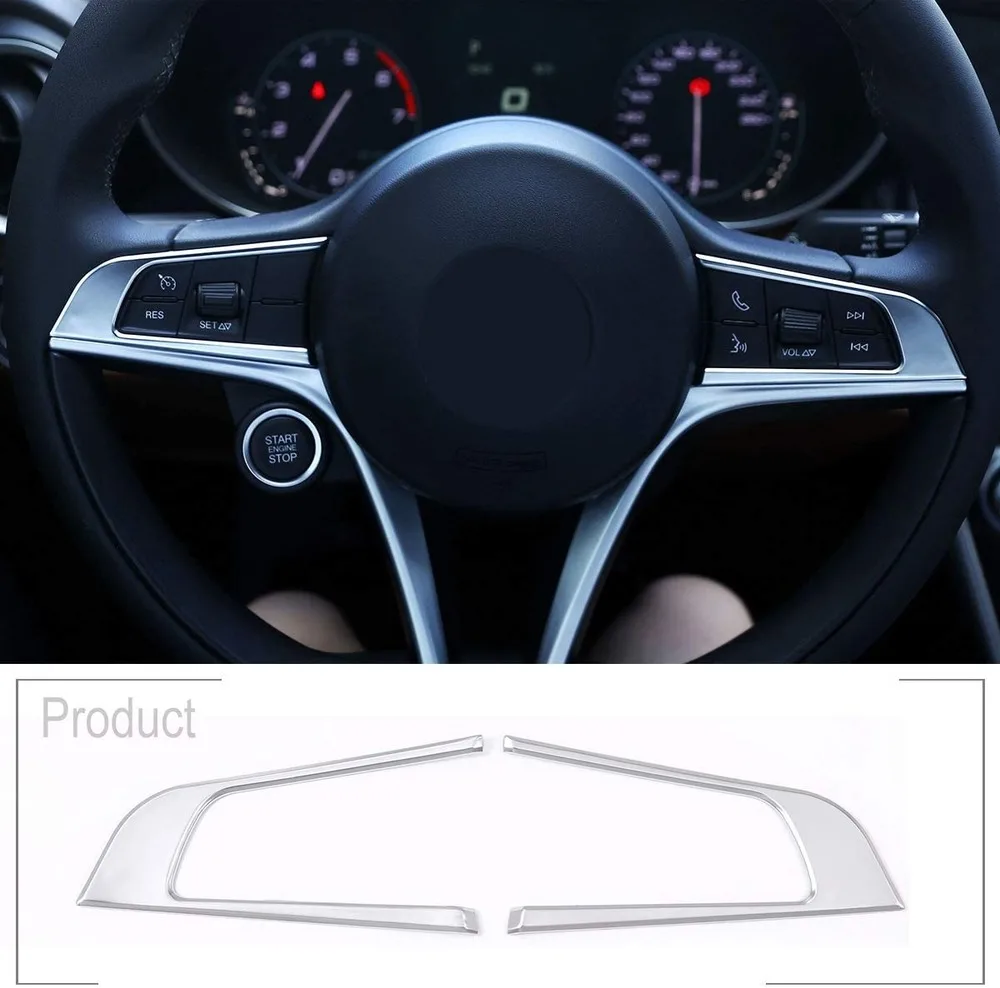 

For Alfa Romeo Giulia Stelvio 2017 2018 2019 Car Steering Wheel Button Frame Trim