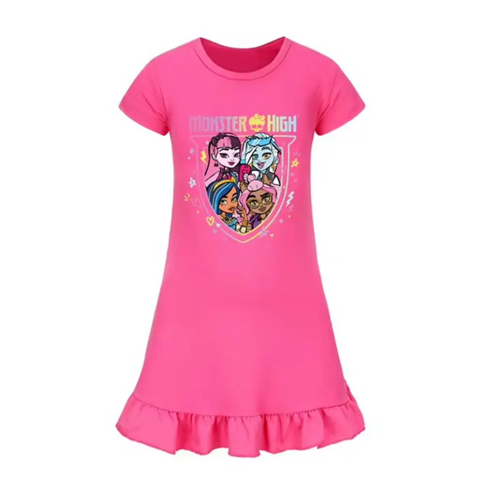 Детская летняя Пижама Monster High платье мультяшная Повседневная Ночная рубашка