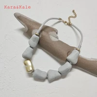 karakale fashion short necklaces resin stone necklaces grey rope stone pendants handmade jewelry ethnic style womens necklaces