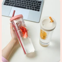 700ml transparent water bottle with straw for camping hiking outdoor plastic cup for tea drinkware dropshipping