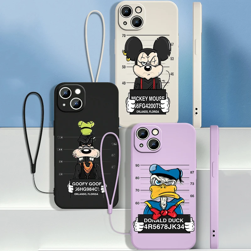 

Disney badass animals For Apple iPhone 13 12 11 Pro Max mini XS XR X 8 7 Plus Liquid Rope Phone Case Capa Cover