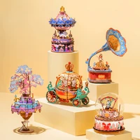 diy wooden building blocks assembled decorative wooden pegs doll carousel cloud city decoration home decor wooden jewelry pop up